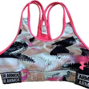 Youth Under Armour Vibrant Pink and Black Activewear sports bra